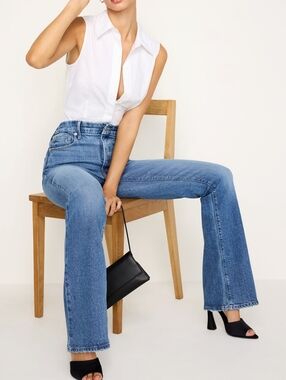 Good American Soft Tech Good Classic Bootcut Jeans, 12